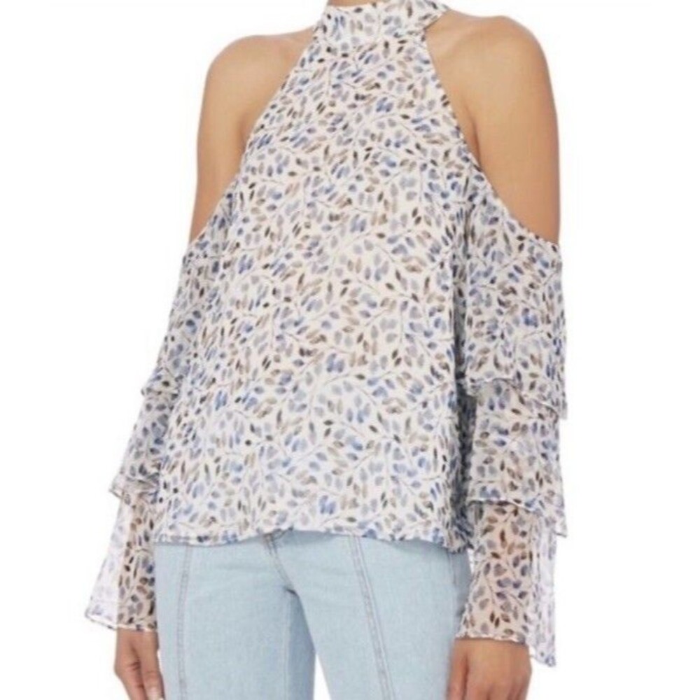 NWT Intermix Silk Blouse Tiered Women Medium Artisan Floral Romance Whimsy Boho